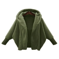 GLONME JAKNA Čvrsta boja za žene plišane zimske tople kapute zadebljane rukave s rukavima kaputi Armygreen