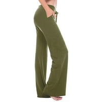 Oieyuz joga pantalone za žene udobne elastične struke pravne hlače sa džepom teretane široke nogave
