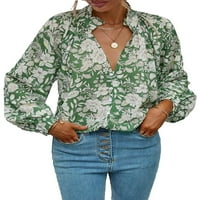 Ženska Boho nasumična sitnica zarezana majica s dugim rukavima višebojne bluze m