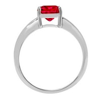 2.0ct jastuk rezan crveni simulirani ruby ​​18k bijelo zlato Angažovanje prstena veličine 8,25