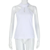 Obrezane majice za žene bez rukava Halter šuplje pulover prsluk usjeva bijeli XL