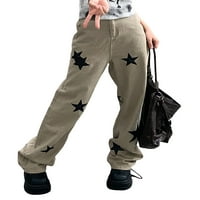 Musuos Women traper hlače labave casual crna zvjezdana zvezda Široke traperice za noge sa džepovima