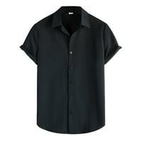 Muška majica Ležerne prilike Slaba labava Fit Solid Color Revel dugme Kratki rukav Top košulja Grafički