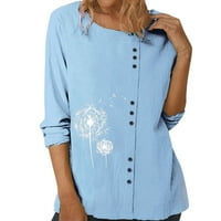 Bluze za žene Print s dugim rukavima vrat na vratu Ležerne bluza Ženska majica Ležerne prilike