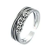 Prstenovi za žene Vintage Style Metal Open Ring Muškarci Žene Dvostruki linijski prsten Vintage prstenovi