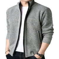 Muški dugi rukav Zip Up Cardigan džemper kaput otvorena prednja zima topla okovratna jakna pletiva casual