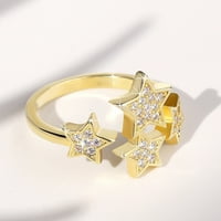 Mnjin Silver Retro Multilayer Star Diamond Ring Rhinestone prsten Elegantni zvezdani prsten podesiv