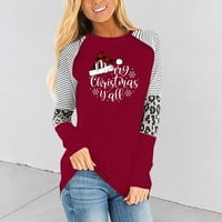 FrostLuinai ružni božićni džemperi za žensko čišćenje, plus veličine pulover za žene modni ženski okrugli vrat dugih rukava, ležerna bluza za majicu