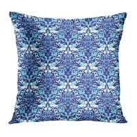 Ljubičasta apstraktna dva tona plava antikva barok curl cyan damask jastučni jastučni jastučni poklopac