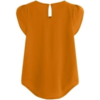 Ženski vrhovi ženski rukav za vrat s kradjeom, pune dame bluze casual majice za žene narančasta 4xl