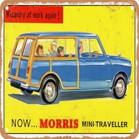 Metalni znak - Morris Mini putnika Čarobnjak na poslu ponovo Vintage ad - Vintage Rusty Look