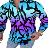 Seksi plesni muški vrhovi majica s dugim rukavima dolje bluza modna tunika majica plava 2xl