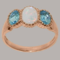 Britanci napravili 18K ružičasti zlatni prsten sa prirodnim razinskim i plavim topazom ženskim zaručničkim