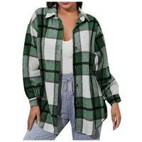 Youmylove ženske blok boje plairane majice dolje dolje Flannel kardigan džepovi dugih rukava bluza vrhovi