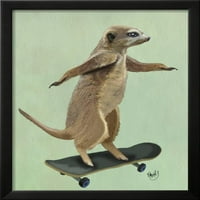 Meerkat na skejtboard-u, životinje uokvirena umjetnost Zidna umjetnost FAB Funky koja prodaje art.com