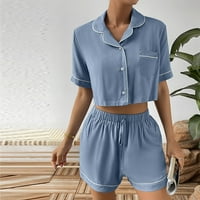 Tawop ženske spavaćice i usmjeri žene Ljetni modni casual V-izrez za spavanje s dva seta džepova pidžama