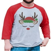Božićni božićni majice, jete odjeće - jelena sa santa šeširom crvenom majicom