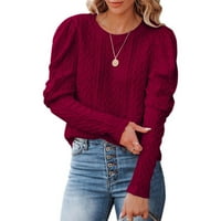 Duksevi pad čistoća zimski ženski povremeni okrugli izrez pulover bluza pletenje dugih rukava čvrste