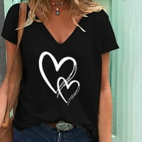Yubatuo ženski vrhovi ženske ležerne modne labave majice s V-izrezom tiskane majice s kratkim rukavima