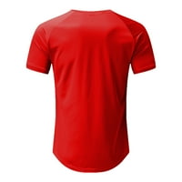 Košulje za muškarce Ljeto O vrat Casual Sports Patchwork Colorblock Raglan rukav majica Red XL