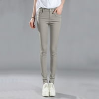 ManXivoo hlače za žene Žene Visoko uspona modna Jean Classic Solid Boja gležnjače Traperice Ležerne