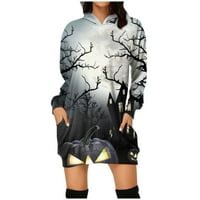Amousa predimenzionirana dukserica za žene ženski povremeni Halloween print dugih rukava pulover dukseve