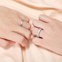 Srebrni prstenovi od nehrđajućeg čelika za muškarce žene za vjenčanje za angažman za vjenčanje Obećava prstenove sa cirkonskim inlay-om veličine 6-10
