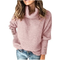Ženski kauzalni turtleneck pleteni džemper jesen zimski dugi rukav topla Chunky pletene turtleneck bluza