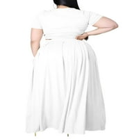 NOLLA ženske suknje setovi kratki rukav Maxi suknje set plus veličine odijela Dame Labavi vrat bijeli
