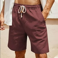 Ecqkame muške ljetne kratke hlače za muškarce Čvrsti džep kratke hlače Ležerne prilike za habanje Elastična struka kratke hlače vino xl