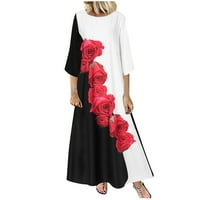FESFESFES Clearence Women Jesen Dress Casual Okrugli izrez Friralni prinjski rukav labav duga haljina