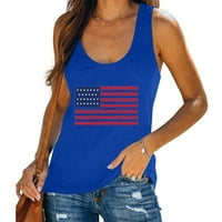 Košulje od 4. jula Žene bez rukava Ležerne prilike u vratu Tors Summer Loose Trendy Workout T košulje