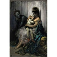 Gustave Doré crna modernog uokvirenog muzeja Art Print pod nazivom - Porodica Jedrilice; povređeno dijete