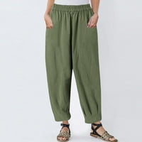DTIDTPE hlače za žene casual solidbo boje labavi džepovi ženske pamučne hlače duge pantalone teretni