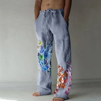 Muške posteljine hlače casual labavo fit elastične struke navodne vučne hlače lagane ljetne plažne joge