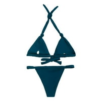 Čvrsta boja za kupanje Dame Visoke bikini Ženske čipke čista boja kušanja za kupaće kostim Push Colews