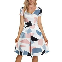 Ljetne haljine za žene Elegantne cvjetne V izrez Flowy haljina dame Slim kratki rukav mini haljina kratka