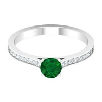 Košarica Podesite krug smaragdni prsten za pasijante za žene sa moissitnim bočnim kamenjem, srebrnim