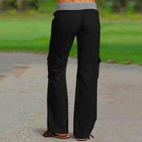 Ealeyy ženske ležerne posteljine hlače visoke elastične struke ukidane pantalone na struku