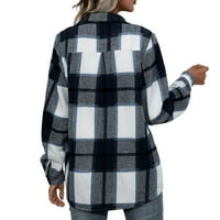 Cuoff Wouns Plus Veličina Kaputi i jakne Flannel plairani majice Dugi rukav Regularni fit gumb dolje