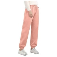 Redovni džepovi Solid Plockets Sporty Gym Fit Jogger Hlače Lounge pantalone Poliester Dukset žene Pink