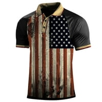 Muška polo košulja 3D digitalni tisak rever sa zatvaračem Casual modne jakne Golf majica Black XXL