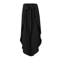 Labavi ženski šifonske hlače širom nogu solidne boje visoki elastični struk čipke Yoga hlače Ljetne