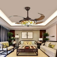 Tiffany stil stropni ventilator sa klasičnim daljinskim upravljačem LED lustera