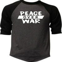 Muški mir nad ratom - crna raglan bejzbol majica majica mali ugljen crni