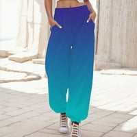 Visoki struk labav duksevi za žene gradijentni džepovi za tisak pamuk udomio jogger hlače casual workout