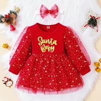 Dječje djevojke haljine modne odjeće Toddler Božićne haljine s dugim rukavima Xmas Pismo Ispise Tulle