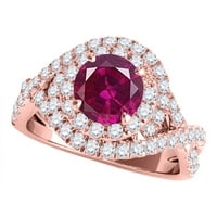 Mauli dragulji za žene 1. Carat Splint Shank isprepleteni dizajnerski dijamant i stvoreni rubin prsten