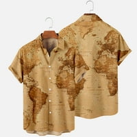 Ausyst Havajska majica za muškarce casual gumb s kratkim rukavima niz majice na plaži polo majice