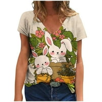 Scyoekwg majice za žene ljeto kratkih rukava sa klirensom cvjetni zec tiskani grafički teers ljetni